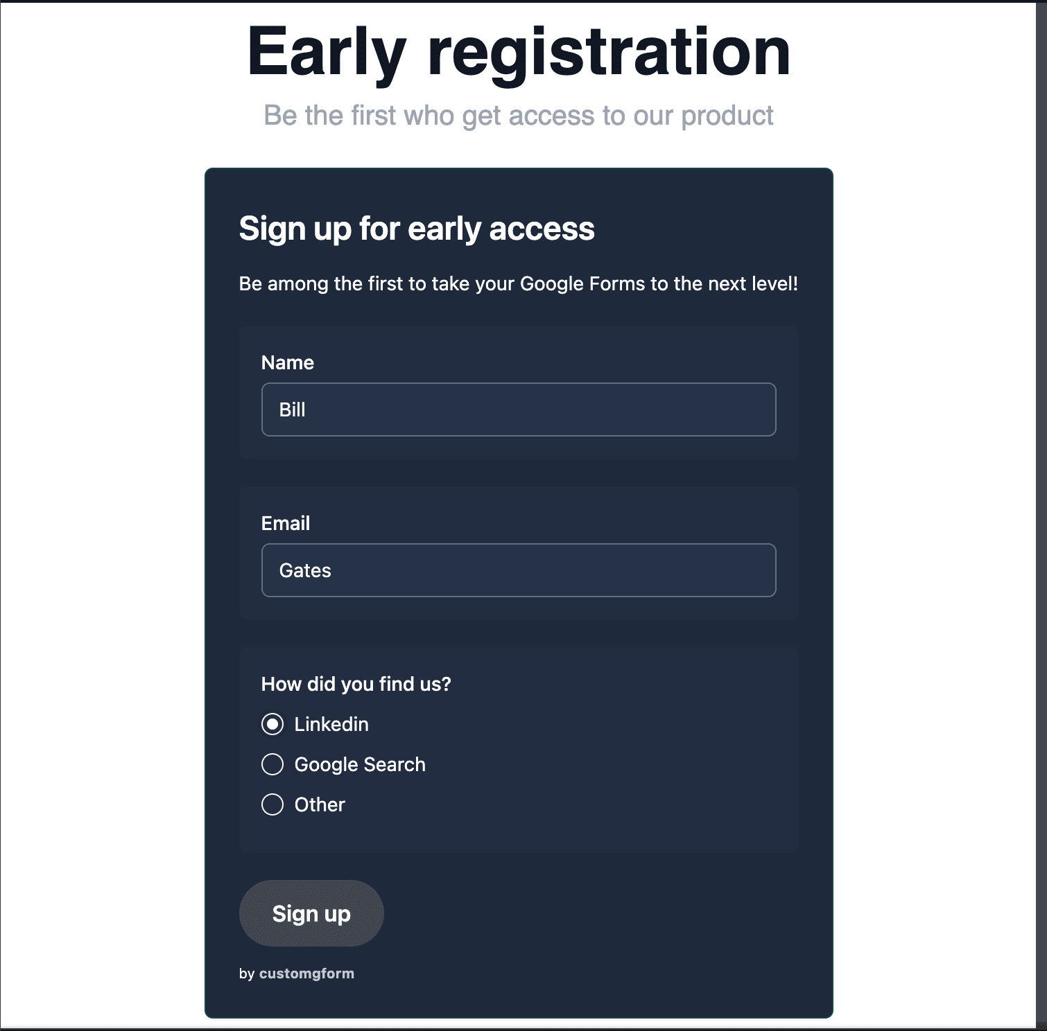 Preview form