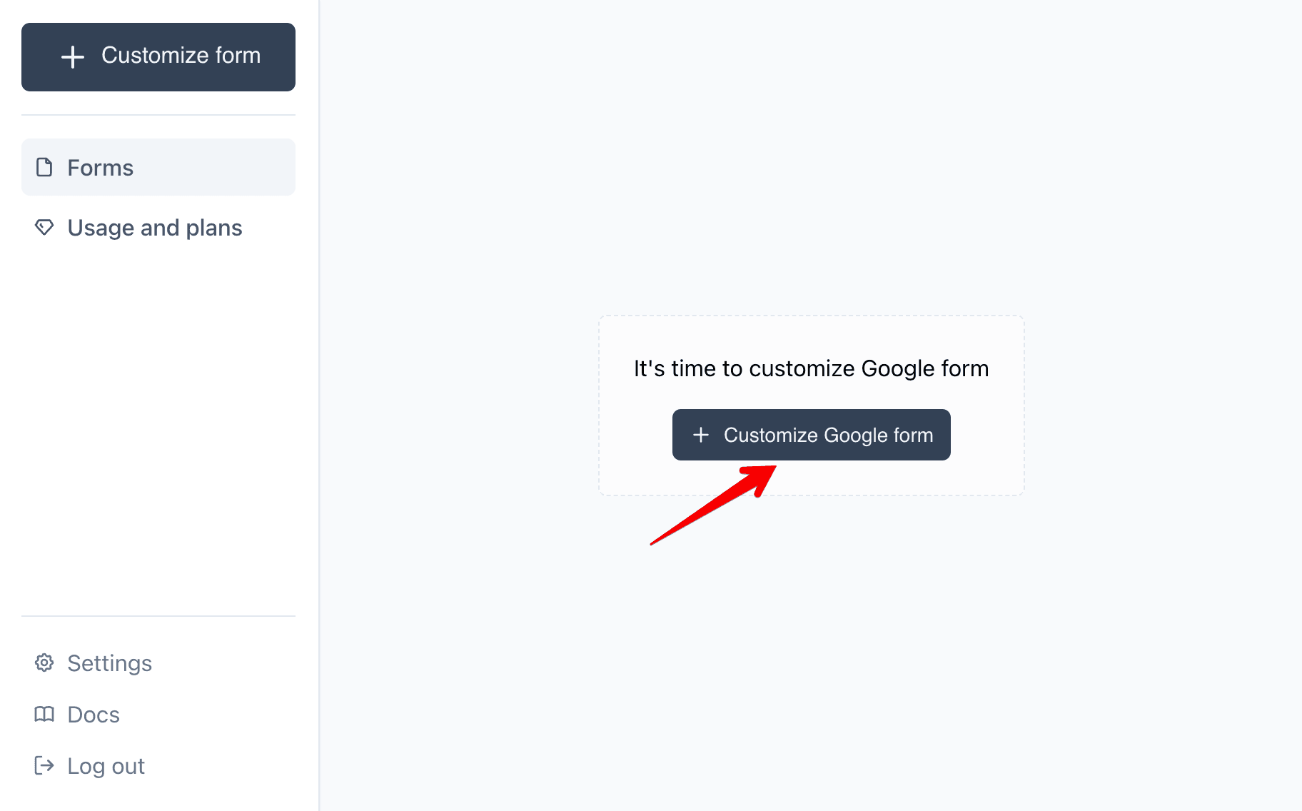 Clicks on Customize Google Form button